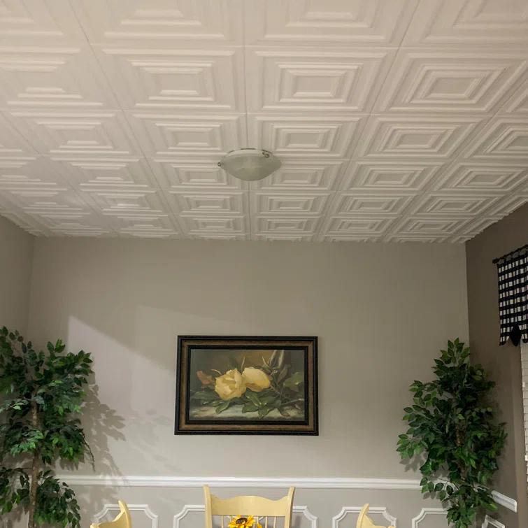 Chestnut Grove 1.6 ft. x 1.6 ft. Polystyrene Glue-up Ceiling Tile (Set of 96)