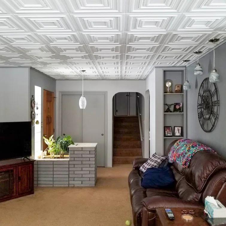 Chestnut Grove 1.6 ft. x 1.6 ft. Polystyrene Glue-up Ceiling Tile (Set of 96)