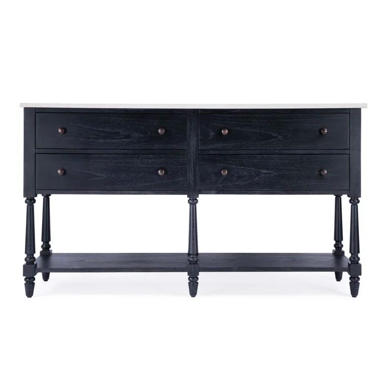 Danielle 65" Black Marble Top Transitional Sideboard