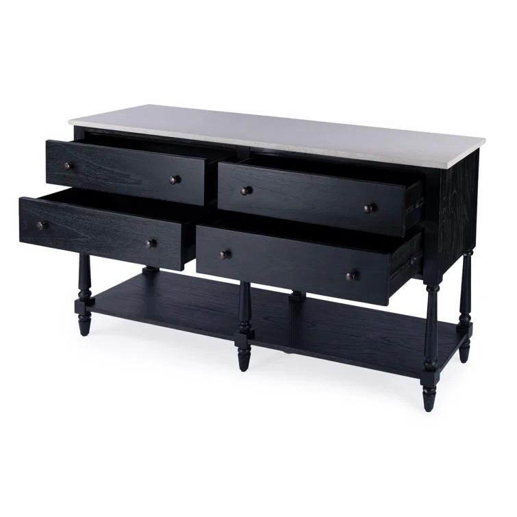 Danielle 65" Black Marble Top Transitional Sideboard