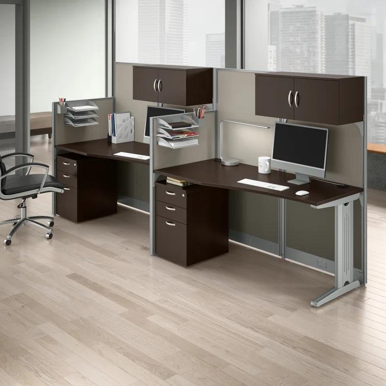 Office In An Hour L-Shaped 1 Person Cubicle with Cable Management