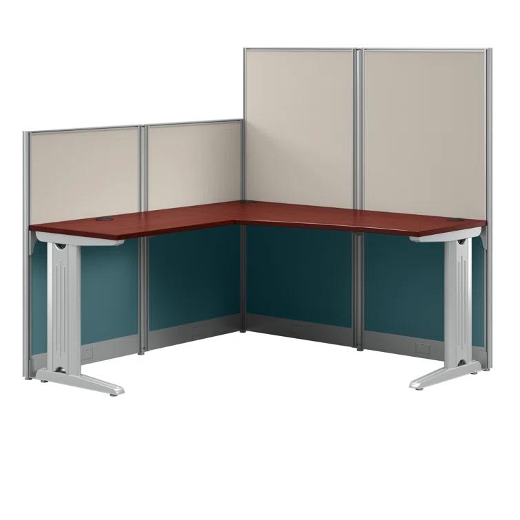 Bush Business Furniture Office In An Hour L-Shaped 1 Person Cubicle with Cable Management
