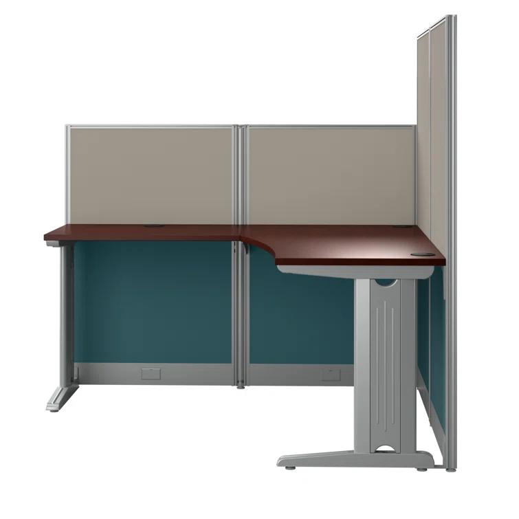 Bush Business Furniture Office In An Hour L-Shaped 1 Person Cubicle with Cable Management