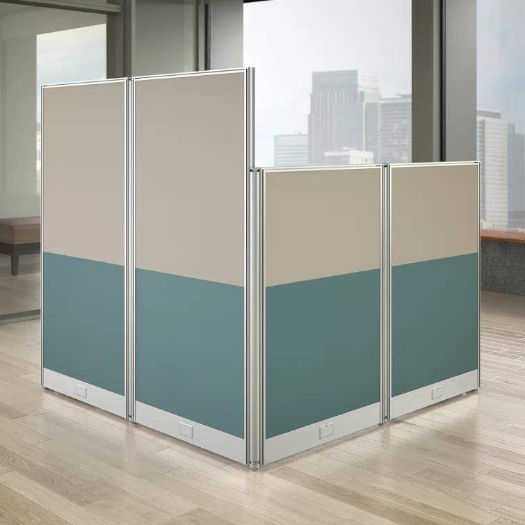 Bush Business Furniture Office In An Hour L-Shaped 1 Person Cubicle with Cable Management