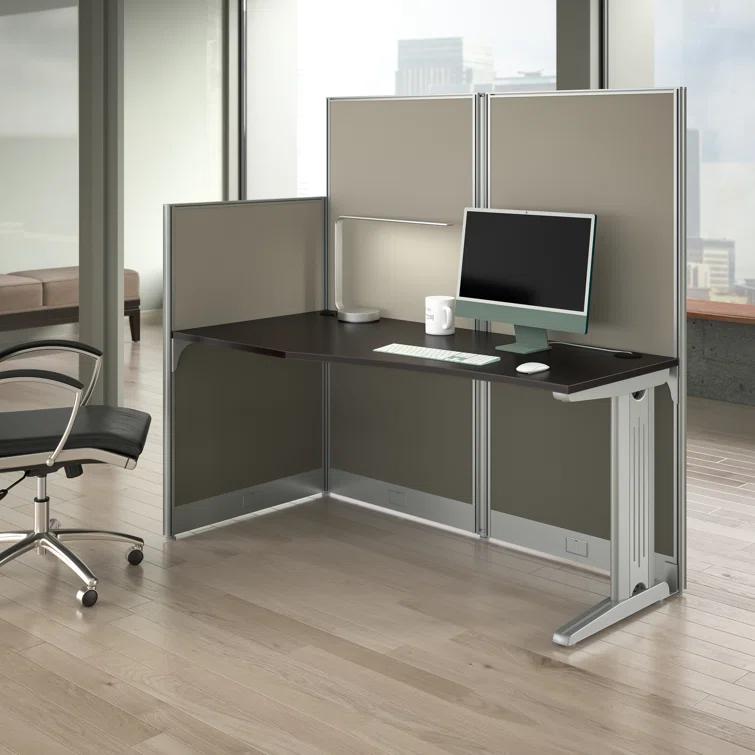 Office In An Hour L-Shaped 1 Person Cubicle with Cable Management