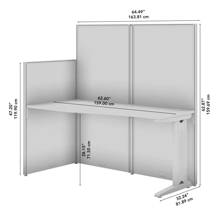 Office In An Hour L-Shaped 1 Person Cubicle with Cable Management