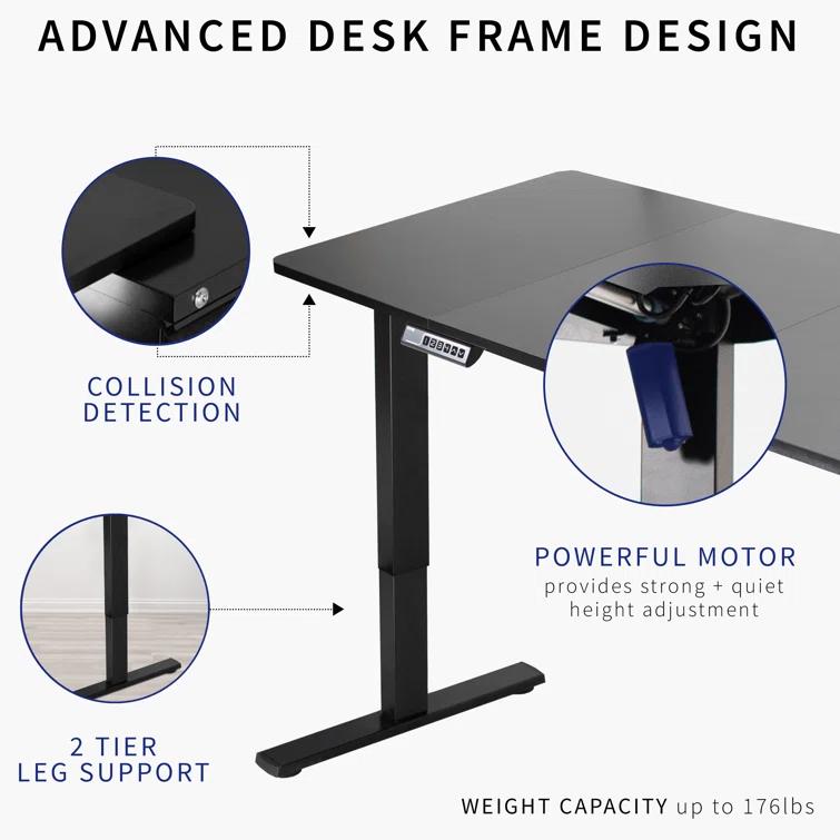 VIVO Single Motor Electric Desk with Push Button Memory Controller