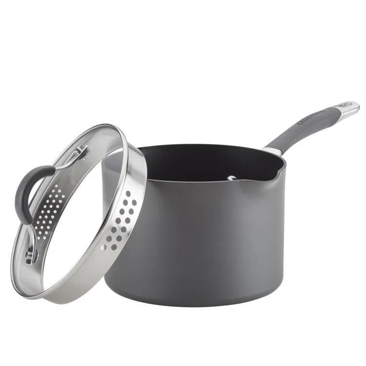 Circulon Circulon Radiance Hard-Anodized Nonstick Saucepan with Straining Lid, 3-Quart