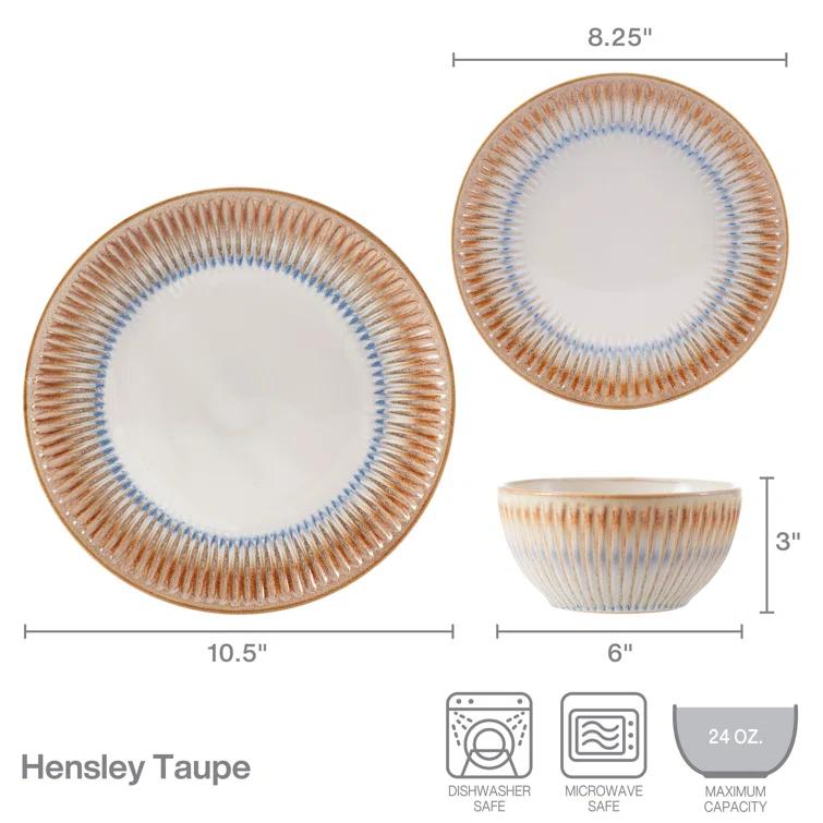Pfaltzgraff Hensley 12-Piece Stoneware Dinnerware Set, Service for 4