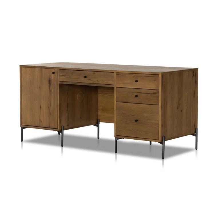 Amber Oak Resin Executive Desk with Drawer