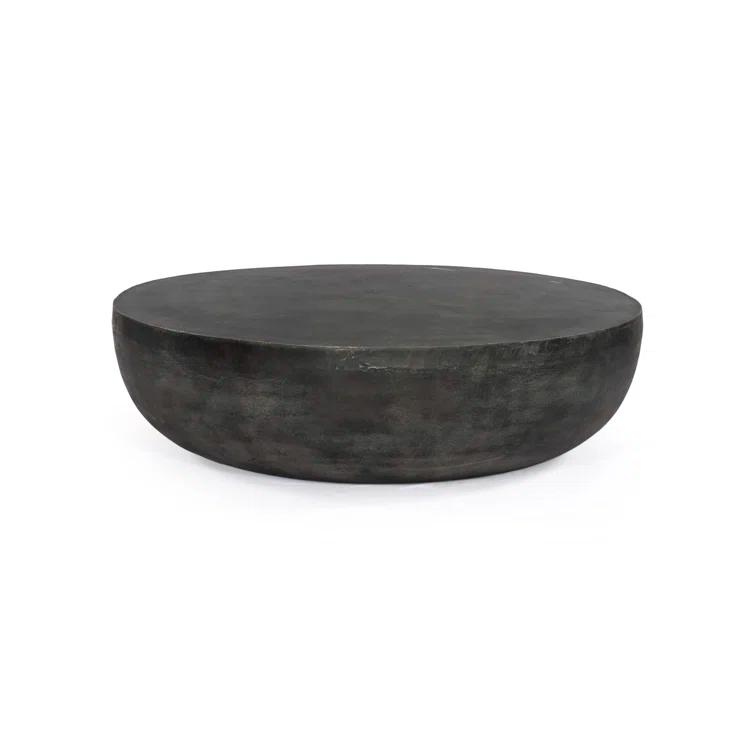 Aged Gray Round Aluminum Outdoor Coffee Table, 48"