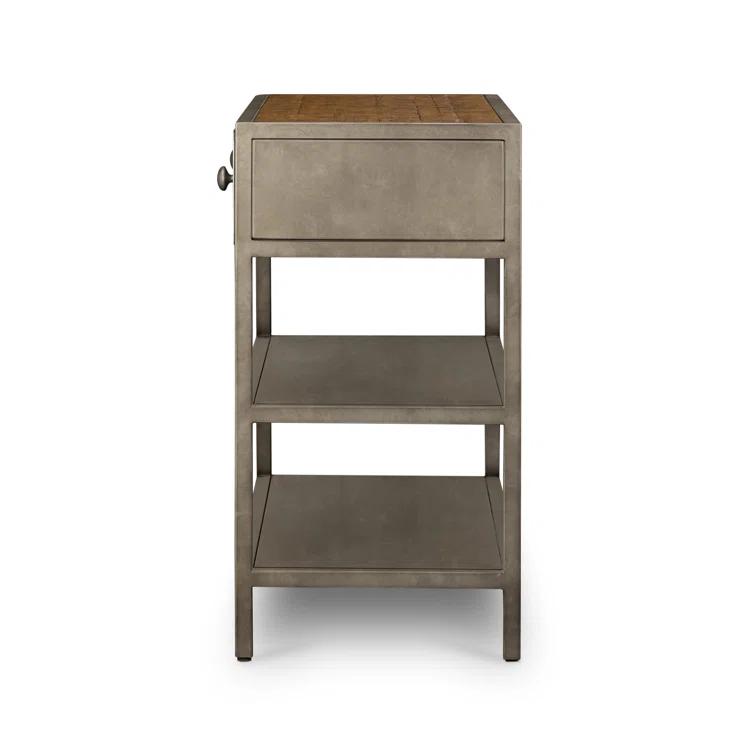 Industrial 50'' Brown and Zinc Console Table with Storage