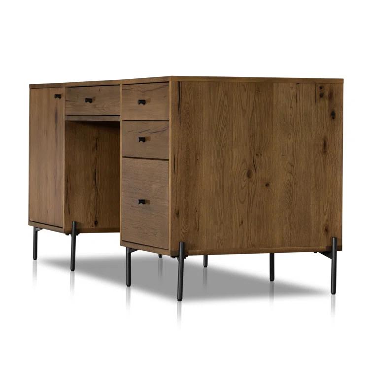 Amber Oak Resin Executive Desk with Drawer