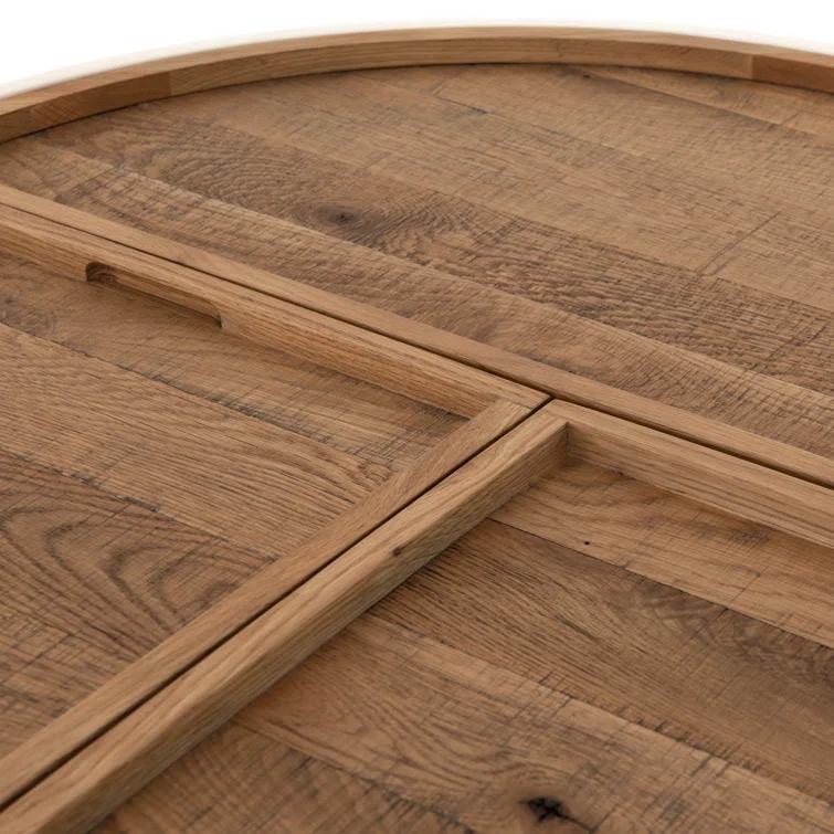 Dean White and Oak 42" Round Storage Coffee Table
