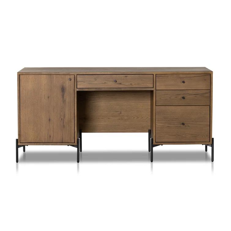 Amber Oak Resin Executive Desk with Drawer