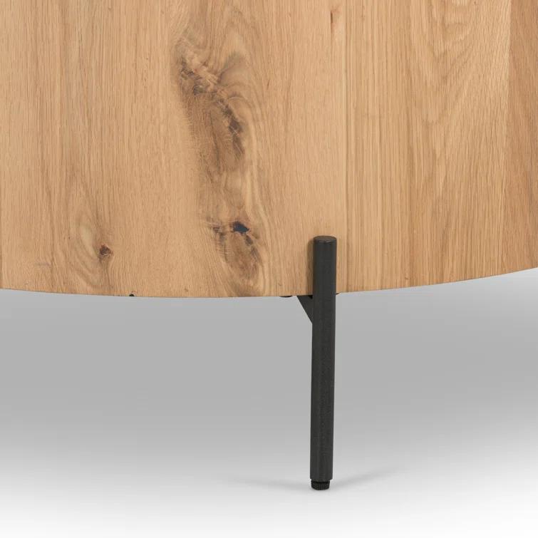 Light Oak and Gunmetal Round Coffee Table