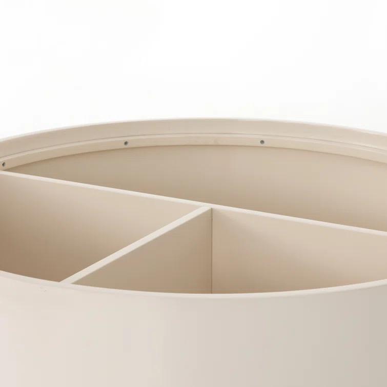 Dean White and Oak 42" Round Storage Coffee Table