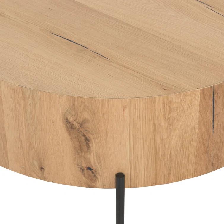 Light Oak and Gunmetal Round Coffee Table