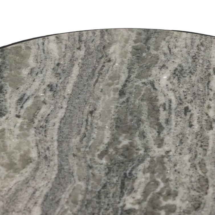 Dev Taupe Marble and Grey Metal End Table