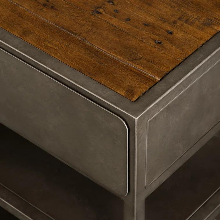Industrial 50'' Brown and Zinc Console Table with Storage