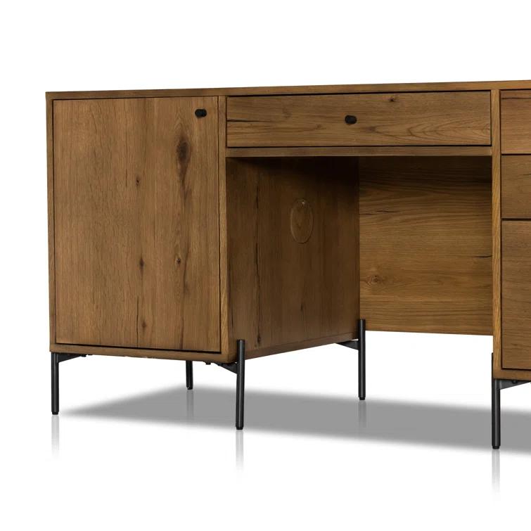 Amber Oak Resin Executive Desk with Drawer