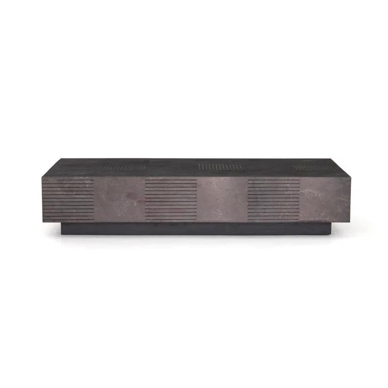 Masera 60'' Jet Black Oak Rectangular Coffee Table with Bluestone Top