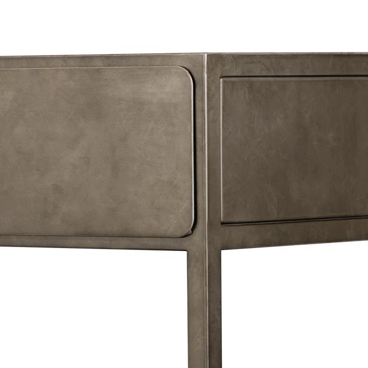 Industrial 50'' Brown and Zinc Console Table with Storage