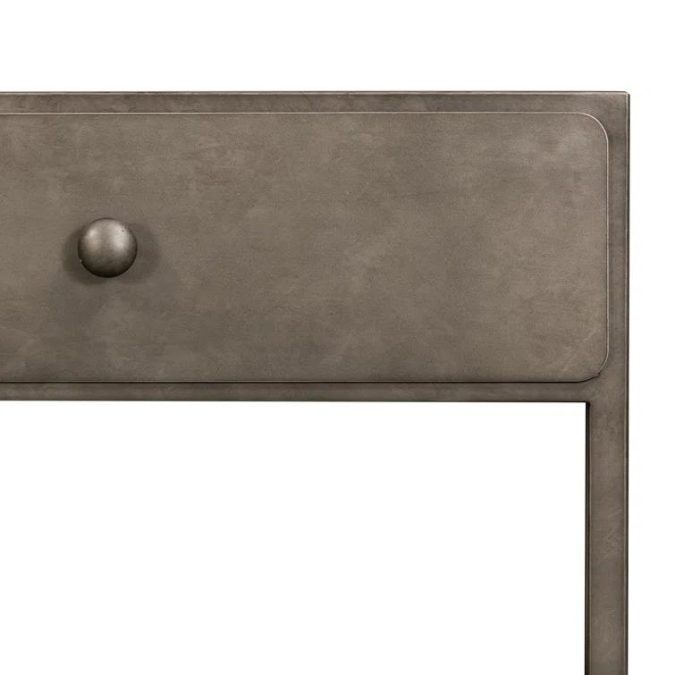Industrial 50'' Brown and Zinc Console Table with Storage