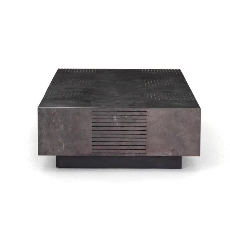 Masera 60'' Jet Black Oak Rectangular Coffee Table with Bluestone Top