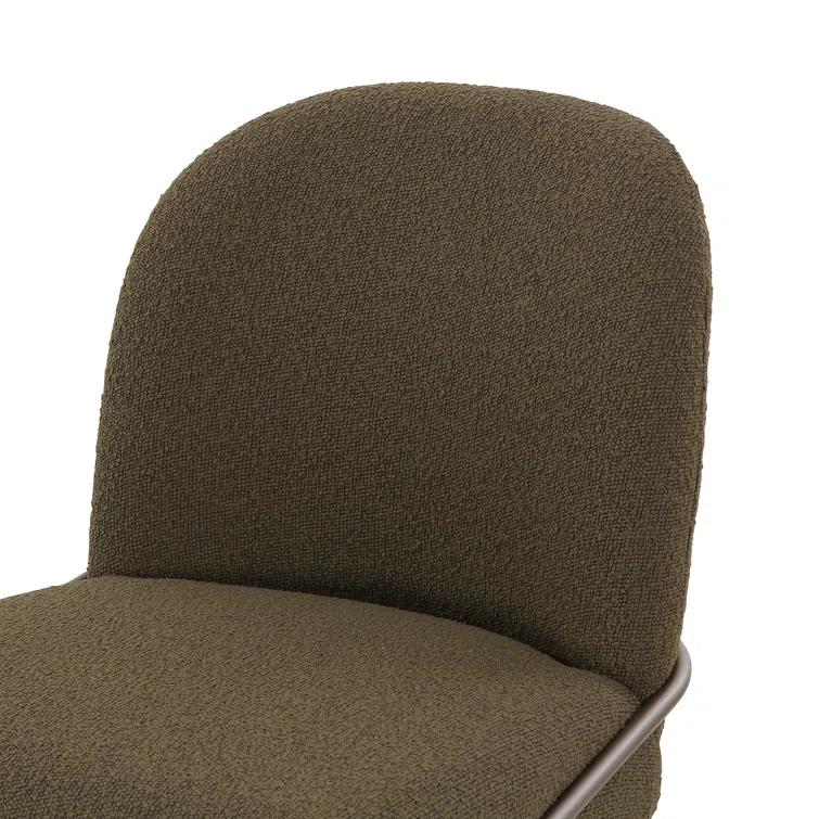 Astrud Sculpted Scallop-Back Bar Stool in Fiqa Boucle Olive
