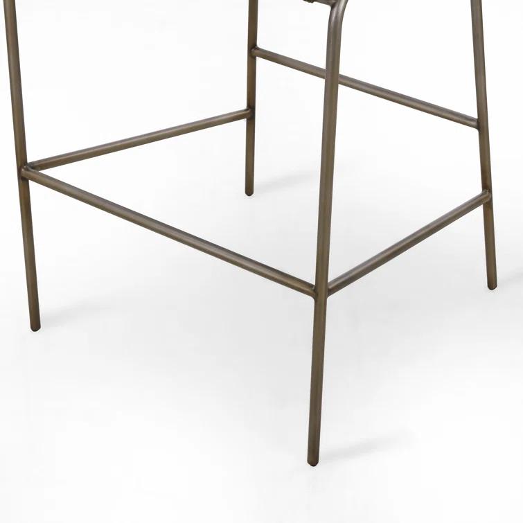 Astrud Sculpted Scallop-Back Bar Stool in Fiqa Boucle Olive