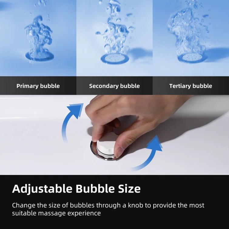 72" x 35.4" Whirlpool and Air Bath Heated Soaking Combination Tub with Tub Filler