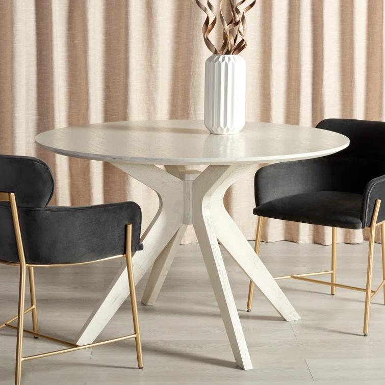 SAFAVIEH Couture Carolee 46" Round Dining Table, White Wash