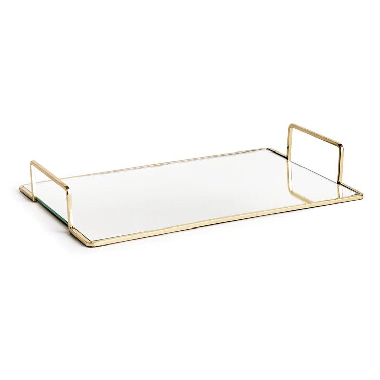 Gold and Glass Rectangular Decorative Tray