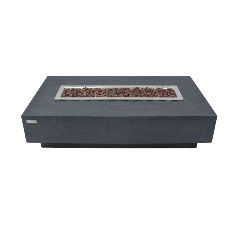 Gray Gas Free-Standing Fire Pit Table with Lava Rocks