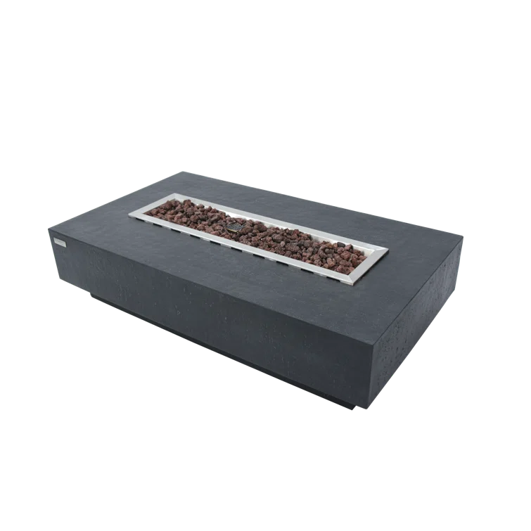 Gray Gas Free-Standing Fire Pit Table with Lava Rocks