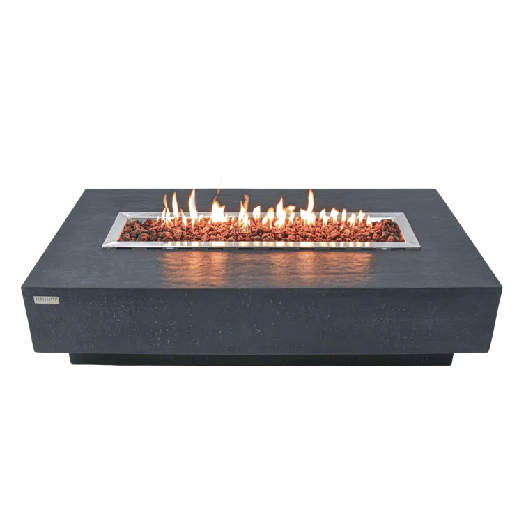 Gray Gas Free-Standing Fire Pit Table with Lava Rocks