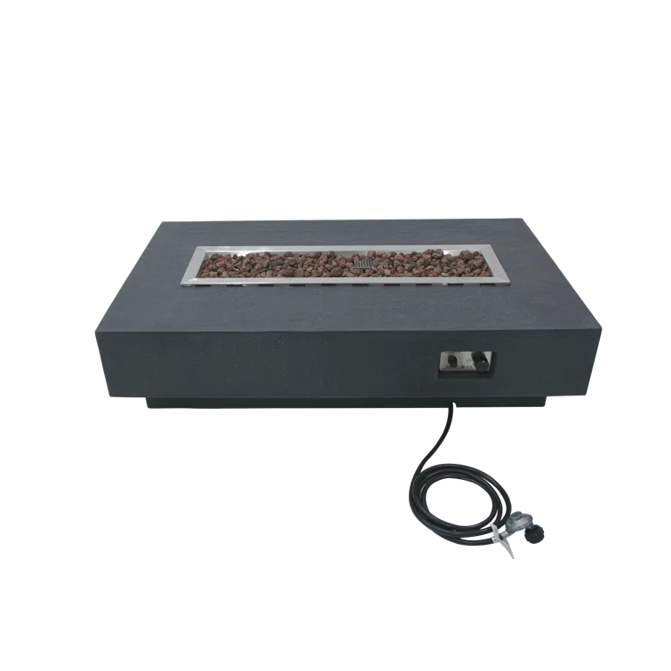 Gray Gas Free-Standing Fire Pit Table with Lava Rocks