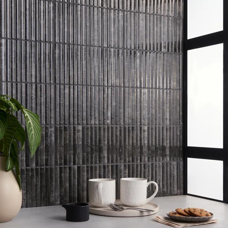 Canu 5.9 In. x 11.81 In. Polished Fluted Ceramic Subway Wall Tile (9.68 Sq. Ft. / Case)
