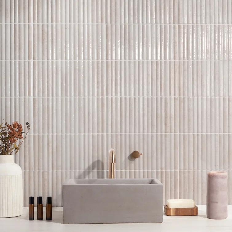 Canu 5.9 In. x 11.81 In. Polished Fluted Ceramic Subway Wall Tile (9.68 Sq. Ft. / Case)