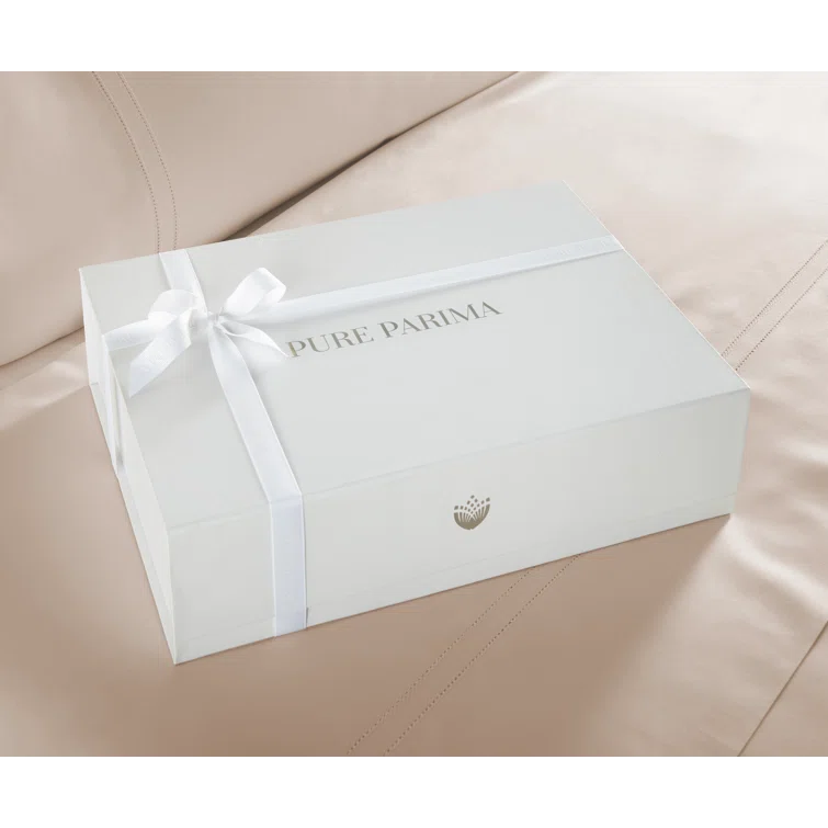 Pure Parima Luxury Duvet Cover Set 100% Certified Egyptian Cotton, Double Hem-Stitched Sateen Weave, Hidden Zipper Closure 1 Duvet Cover and 2 Pillow Shams (Linen, Queen)