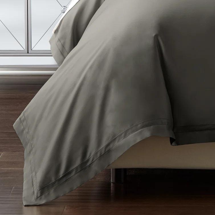 Charcoal Queen Egyptian Cotton 3-Piece Duvet Cover Set