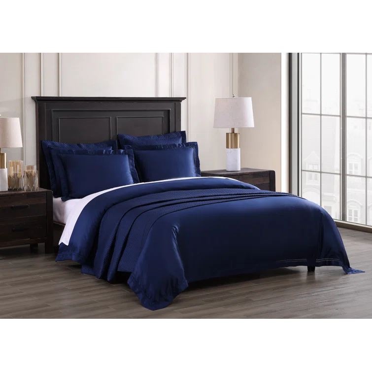 Midnight Blue Queen Egyptian Cotton Duvet Cover Set
