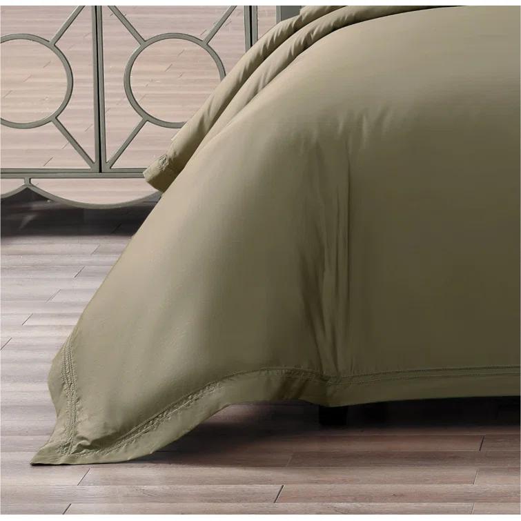 Pure Parima Luxury Duvet Cover Set 100% Certified Egyptian Cotton, Double Hem-Stitched Sateen Weave, Hidden Zipper Closure 1 Duvet Cover and 2 Pillow Shams (Linen, Queen)