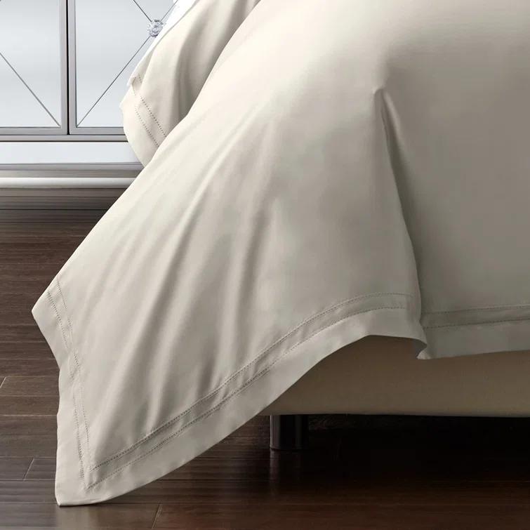 Pure Parima Luxury Duvet Cover Set 100% Certified Egyptian Cotton, Double Hem-Stitched Sateen Weave, Hidden Zipper Closure 1 Duvet Cover and 2 Pillow Shams (Linen, Queen)