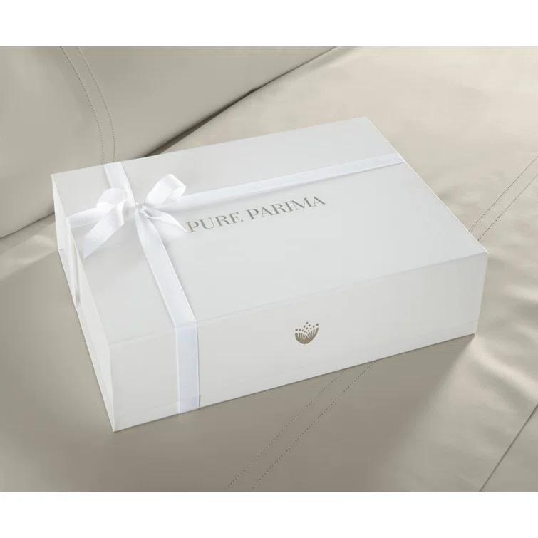 Pure Parima Luxury Duvet Cover Set 100% Certified Egyptian Cotton, Double Hem-Stitched Sateen Weave, Hidden Zipper Closure 1 Duvet Cover and 2 Pillow Shams (Linen, Queen)