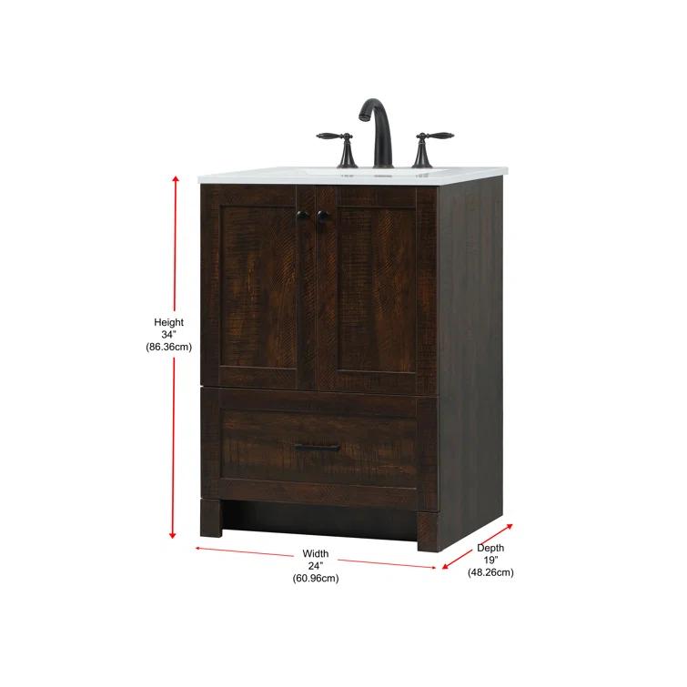 Lark Manor™ Soma 24'' Single Bathroom Vanity with Engineered Marble Top