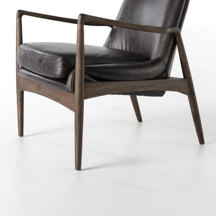 Durango Smoke Top Grain Leather Armchair with Solid Oak Frame