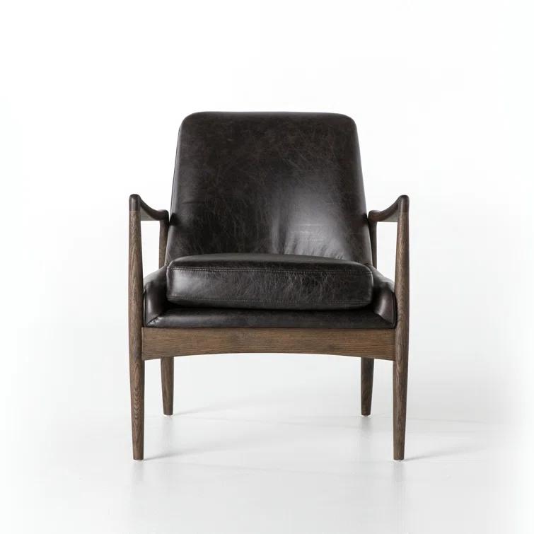 Durango Smoke Top Grain Leather Armchair with Solid Oak Frame