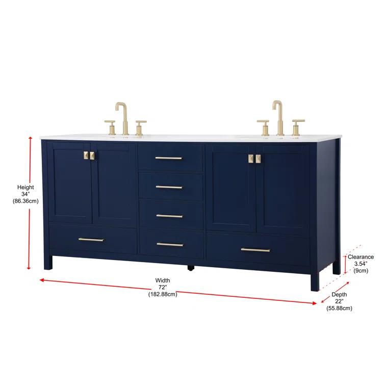 Lamborn 72'' Double Bathroom Vanity with Engineered Marble Top